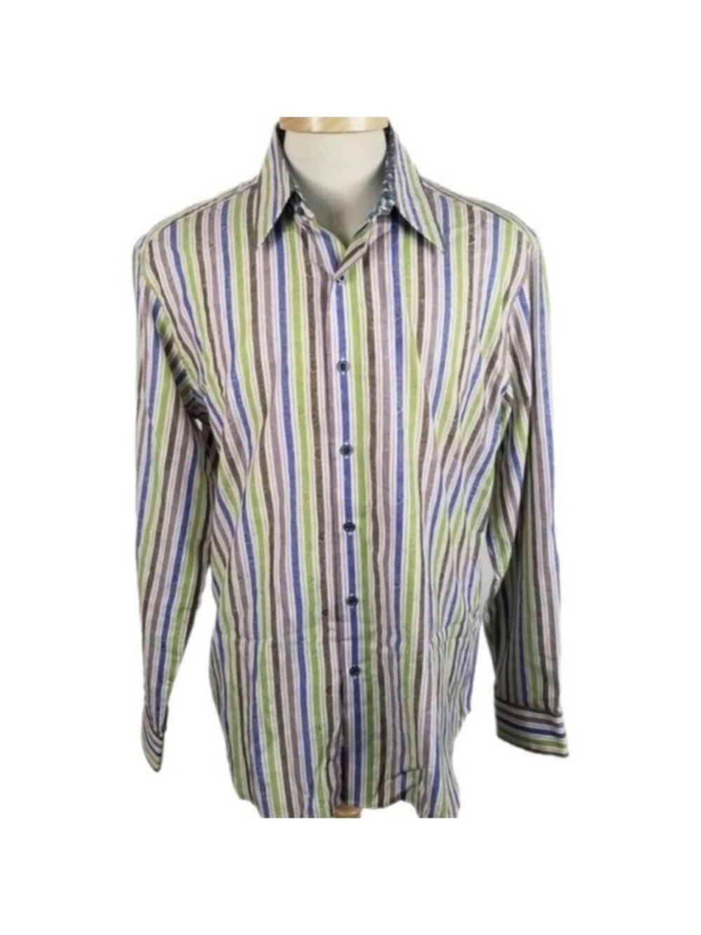 Robert Graham Large Multi Color Stripe Long Sleeve Button Front Shirt